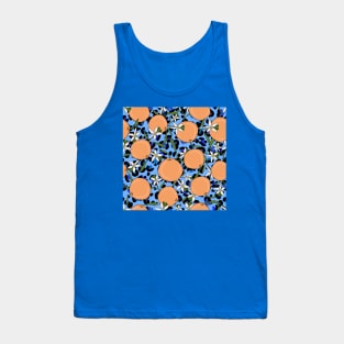 Modern Hand Drawn Orange And Flowers And Jaguar Tank Top